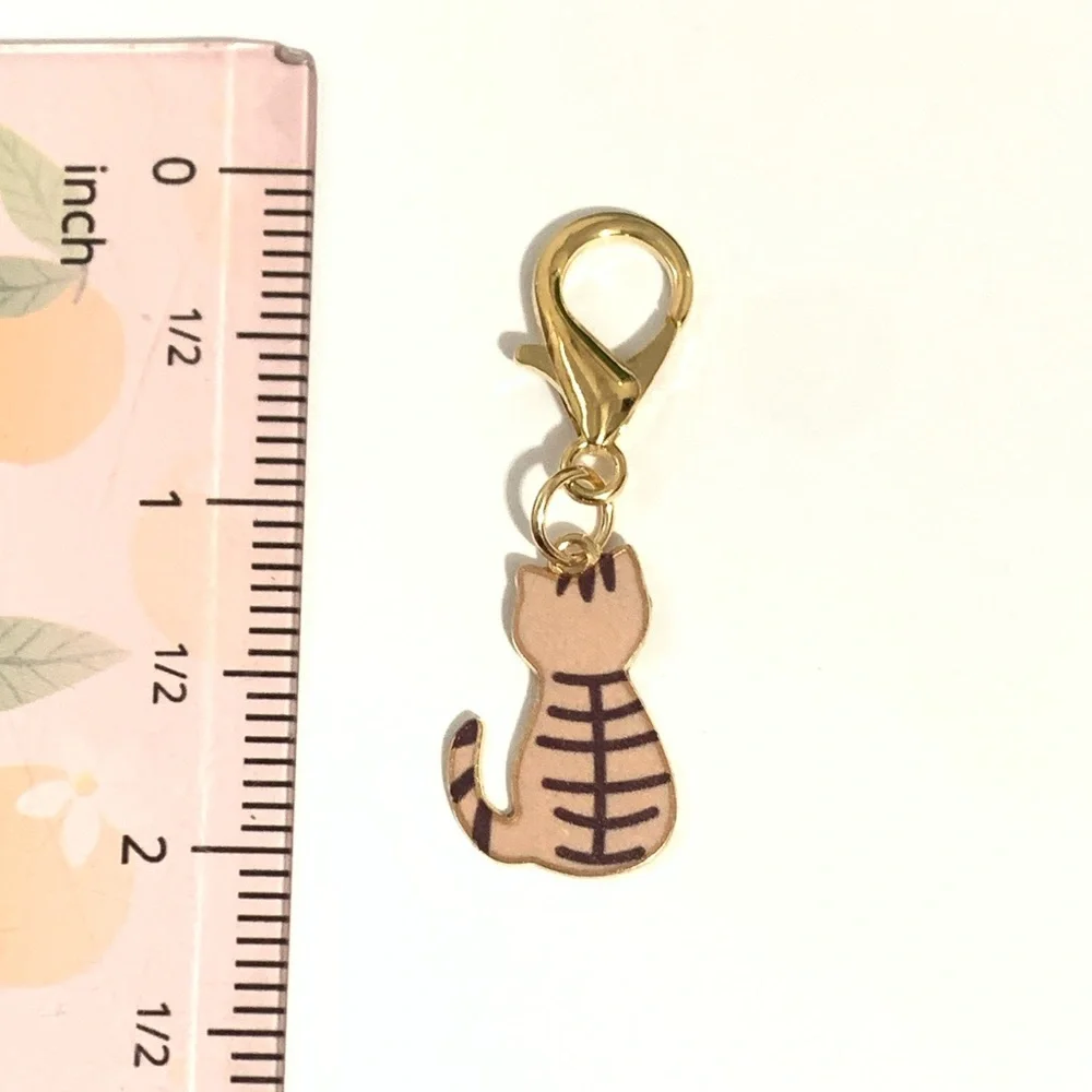 New Gold Brown Cat Charm